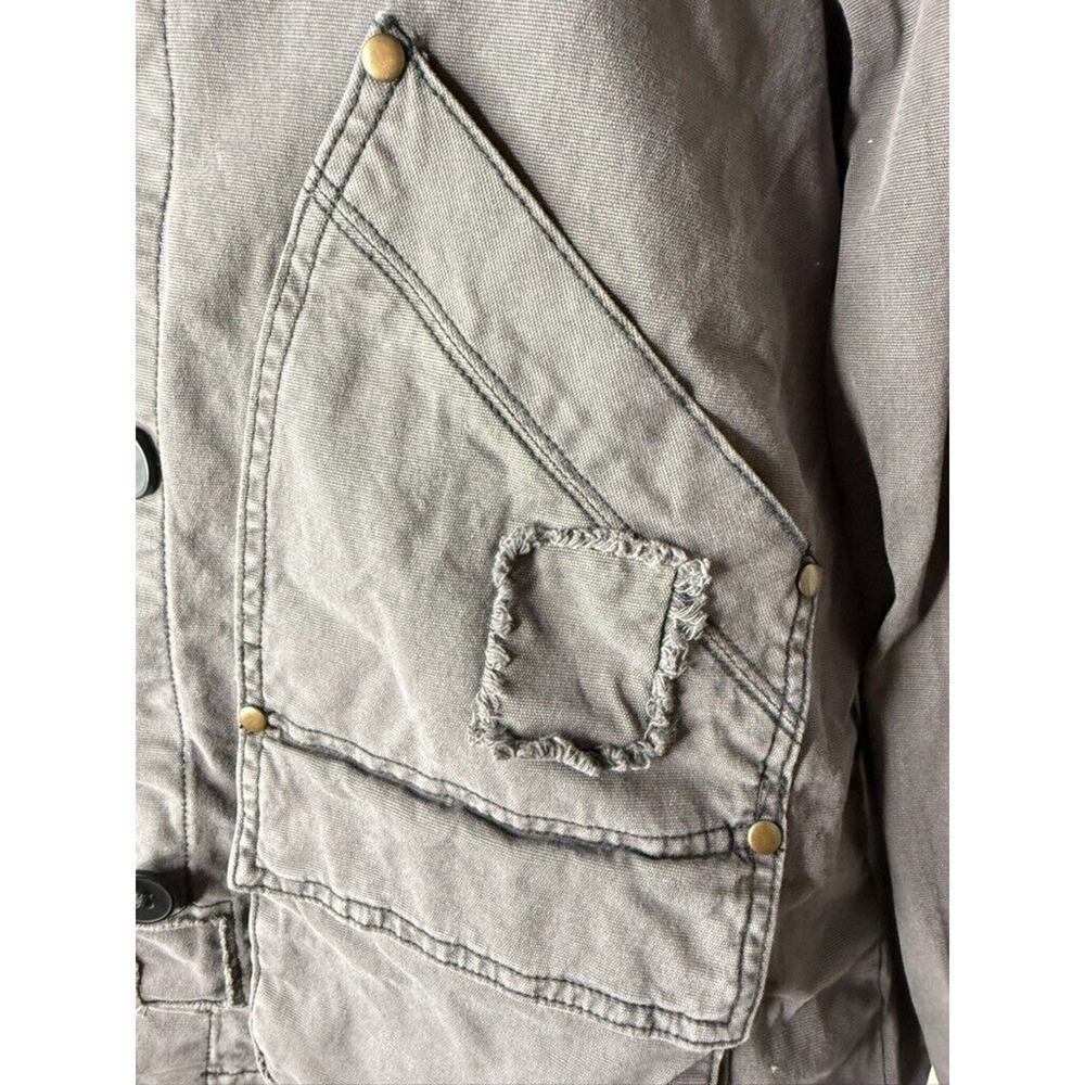 Y2K Anthropologie Unisex Jacket Utility Outdoors Button Denim Oversize Boho Med - Picture 11 of 16